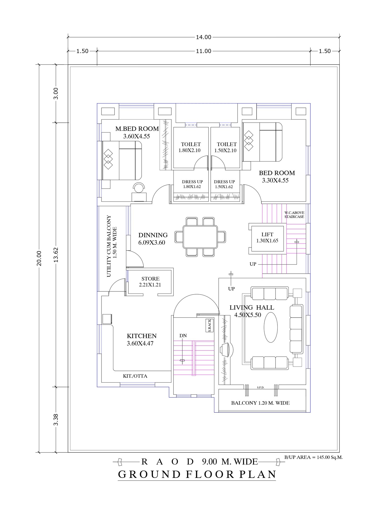 35x41 2bhk home design