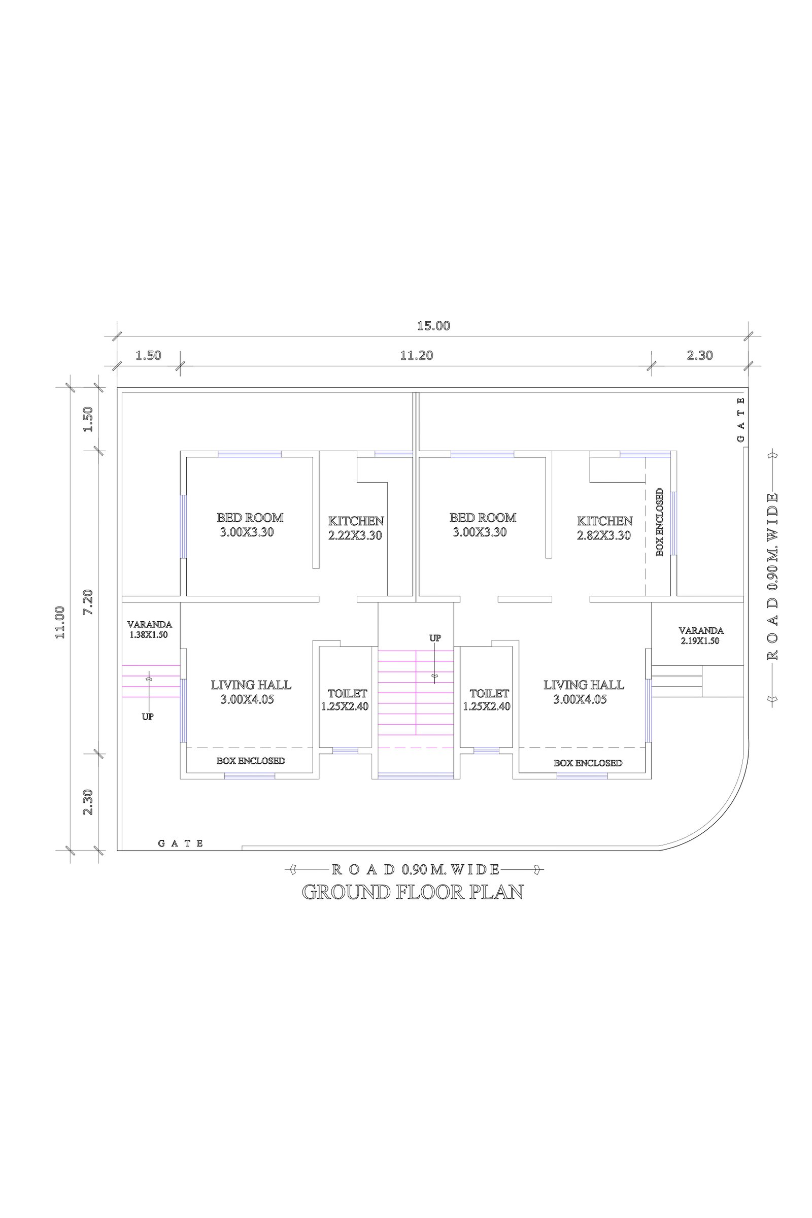 36x36 Single floor house plan