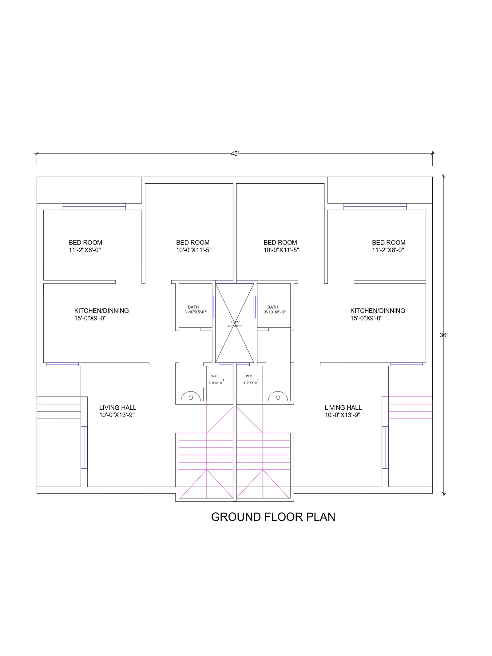 36x45 4bhk house design