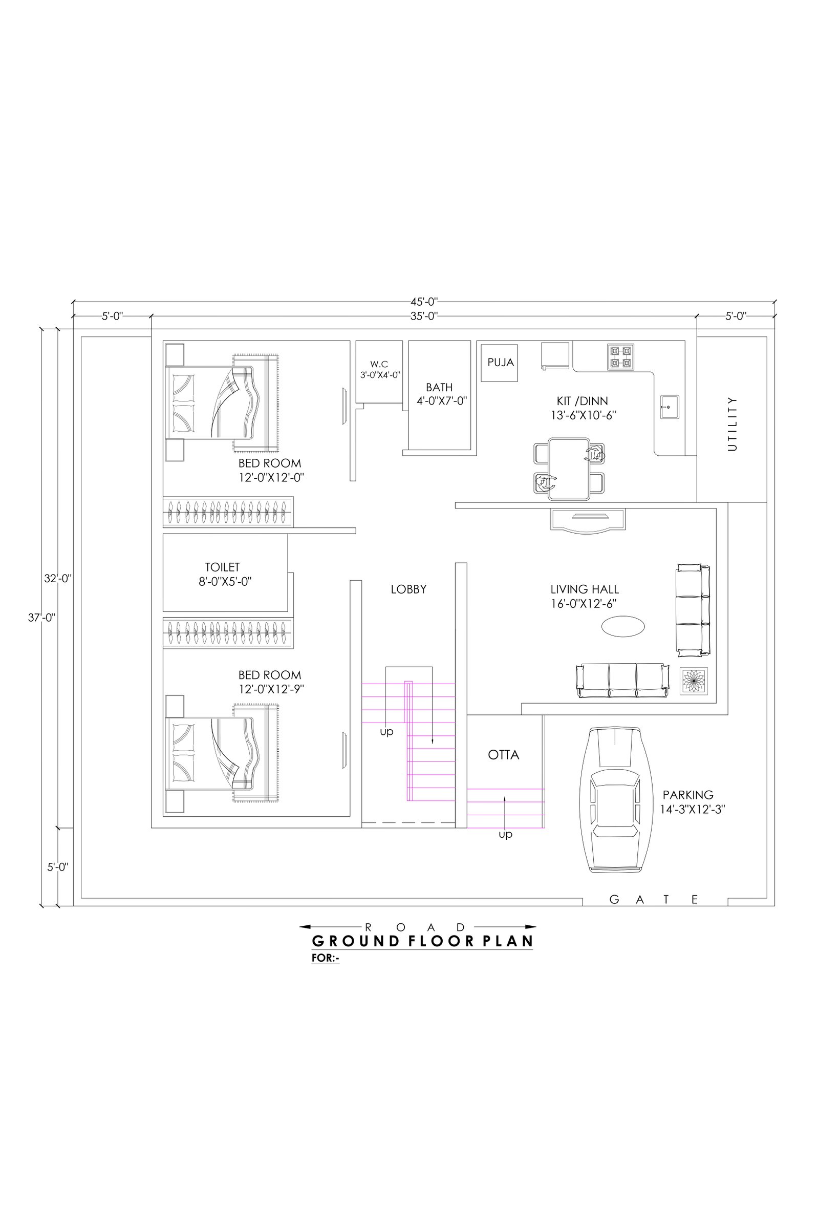37x45 modern classic villa design