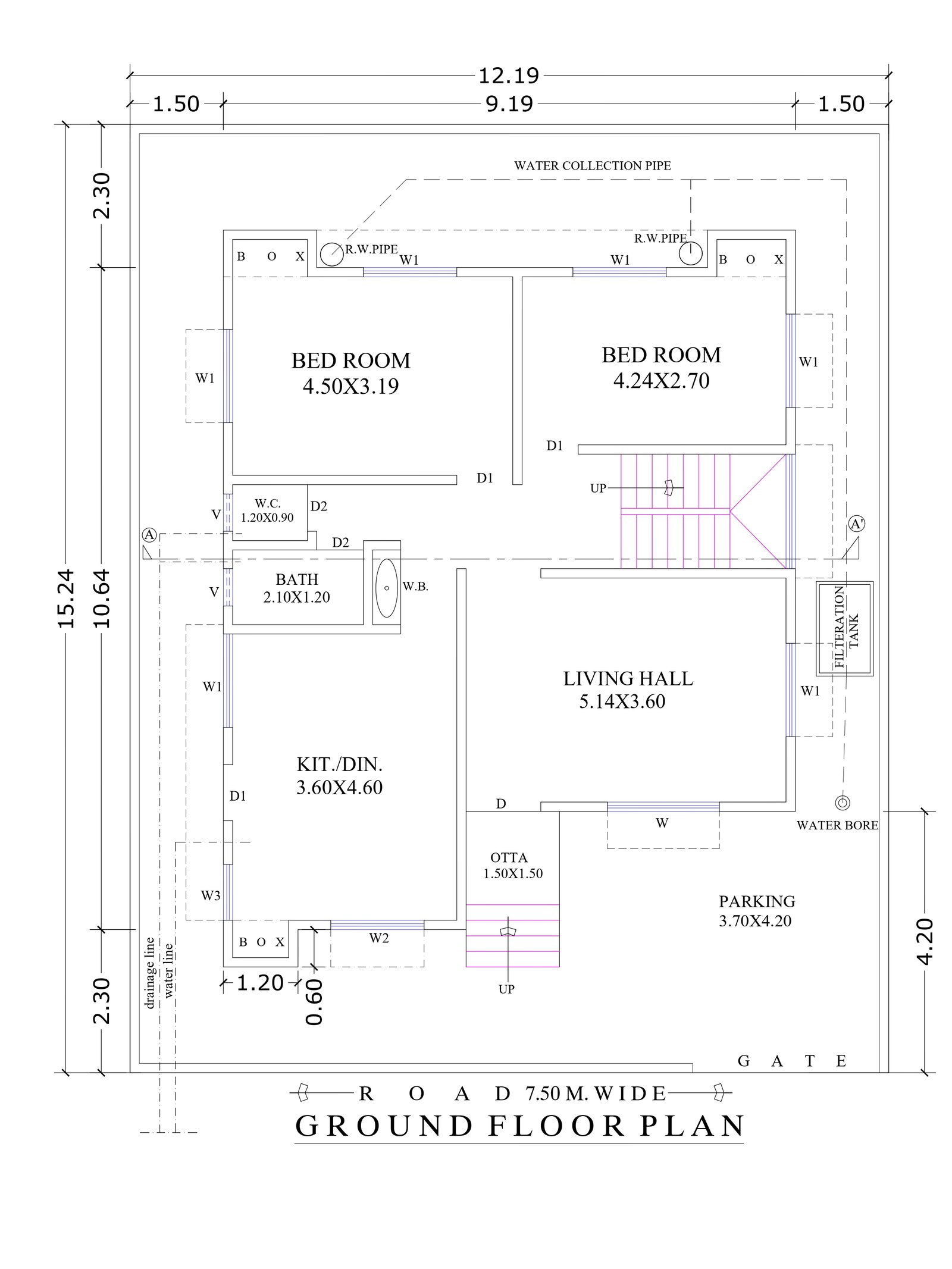 38x48 1800 sqft house plan design