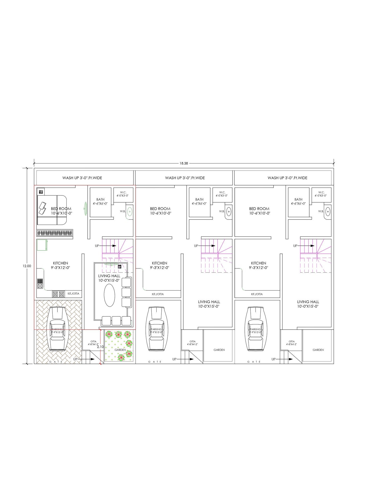 38x57 rental purpose house plans