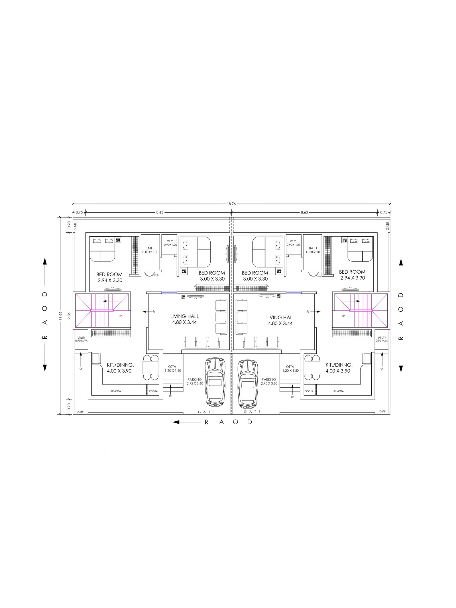 39x57 2bhk house design