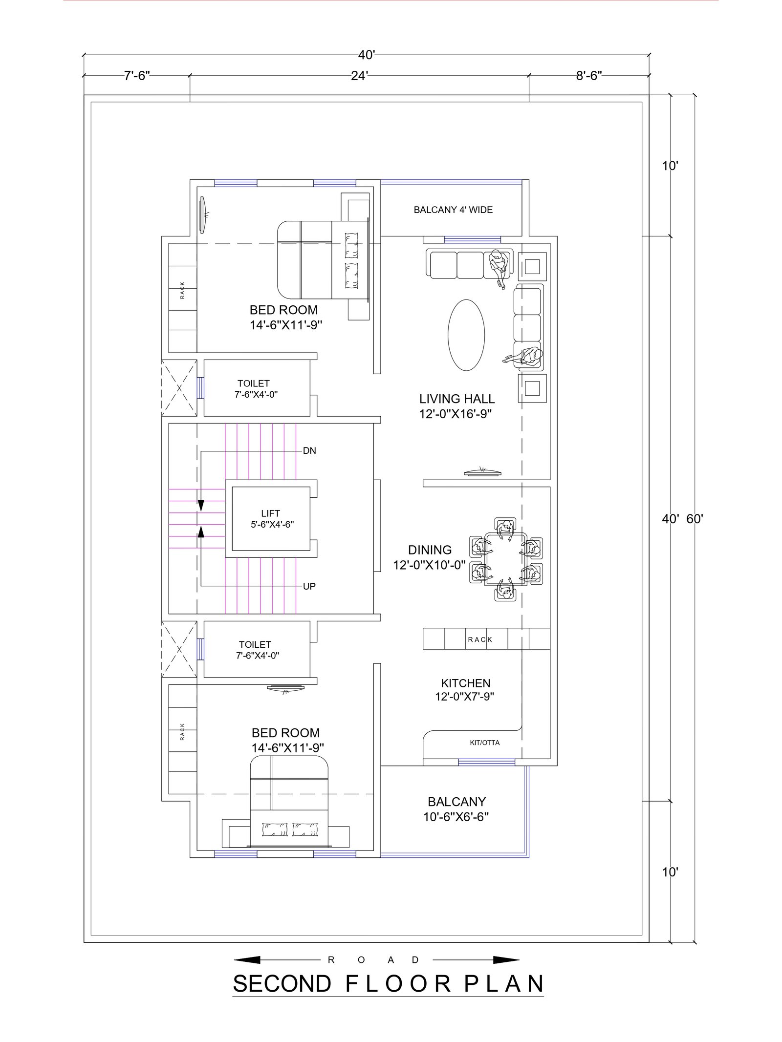 40X40-basement-home-design-second-floor-2033
