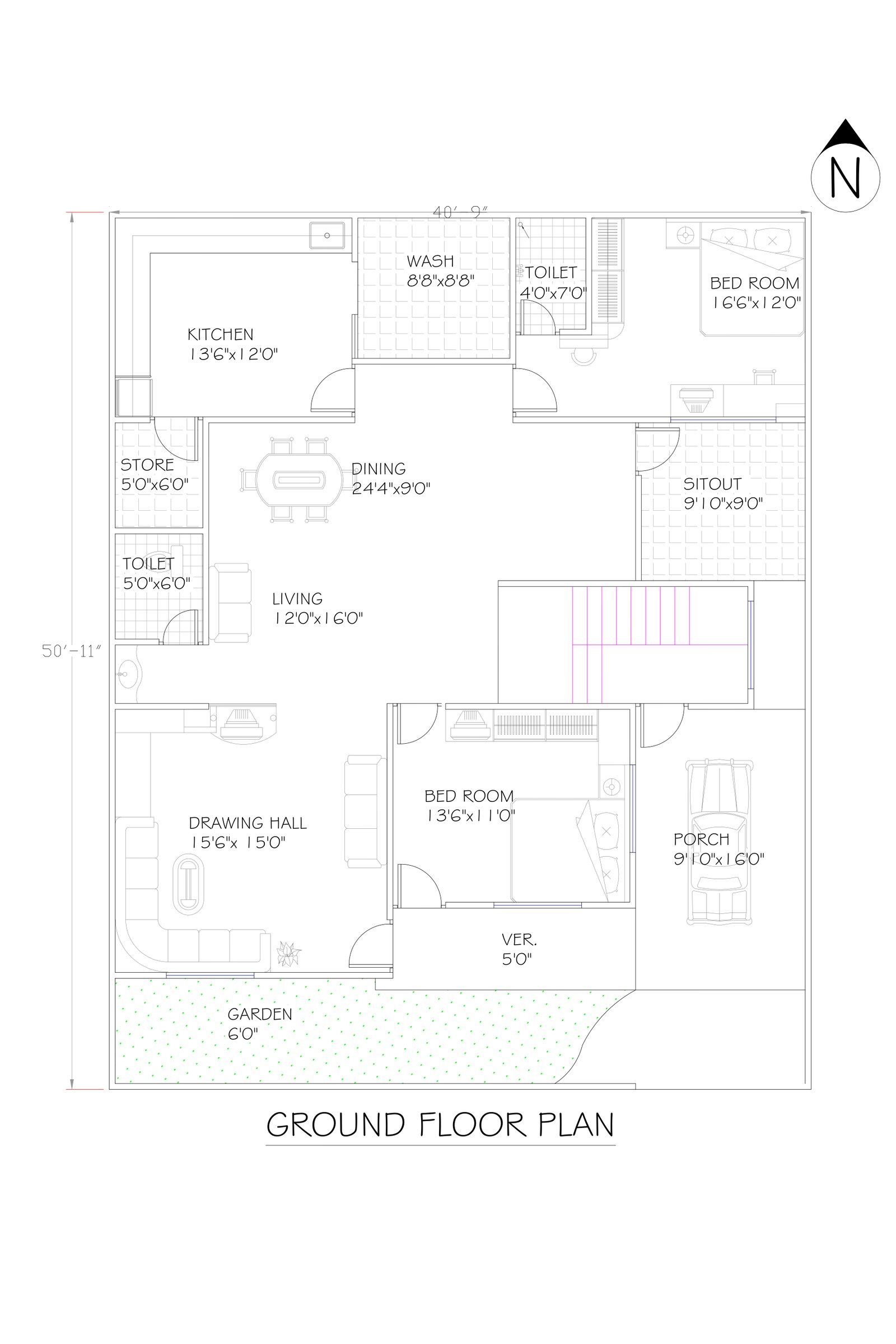 40x50 2d building plans