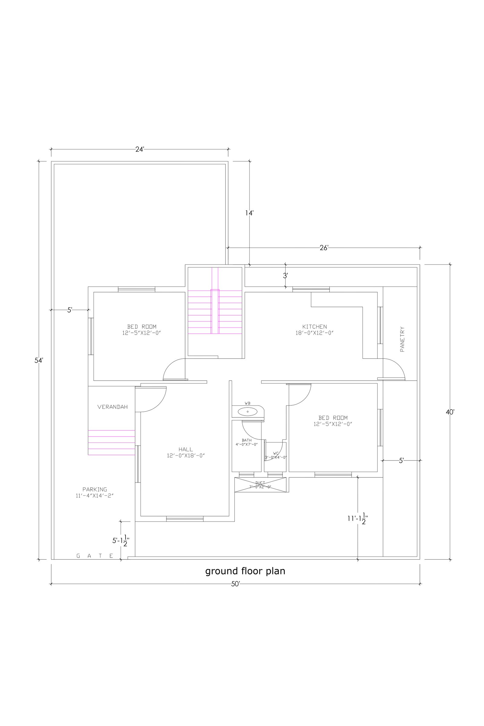 40x50 Single floor house design
