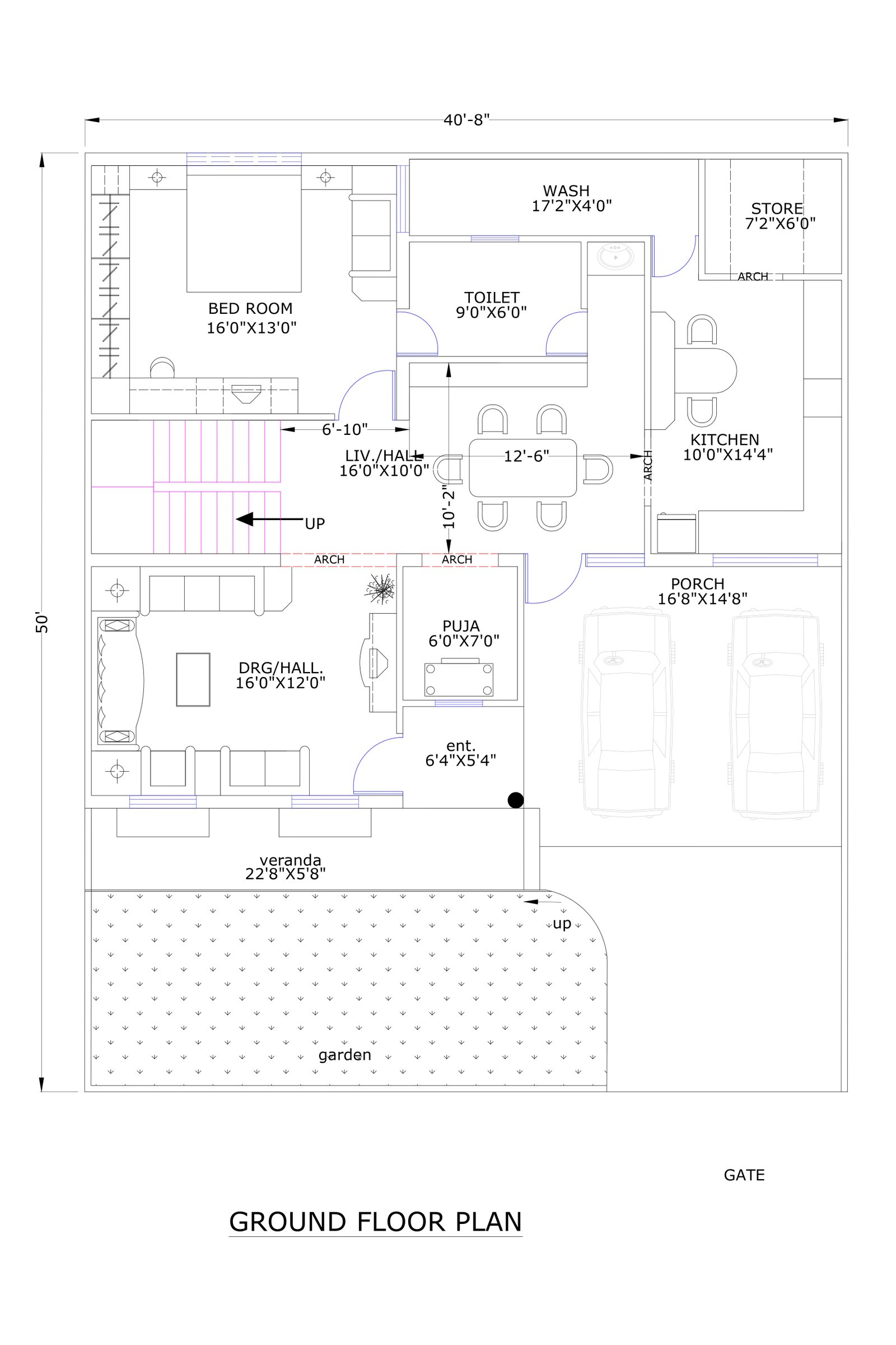 40x50 traditional house design