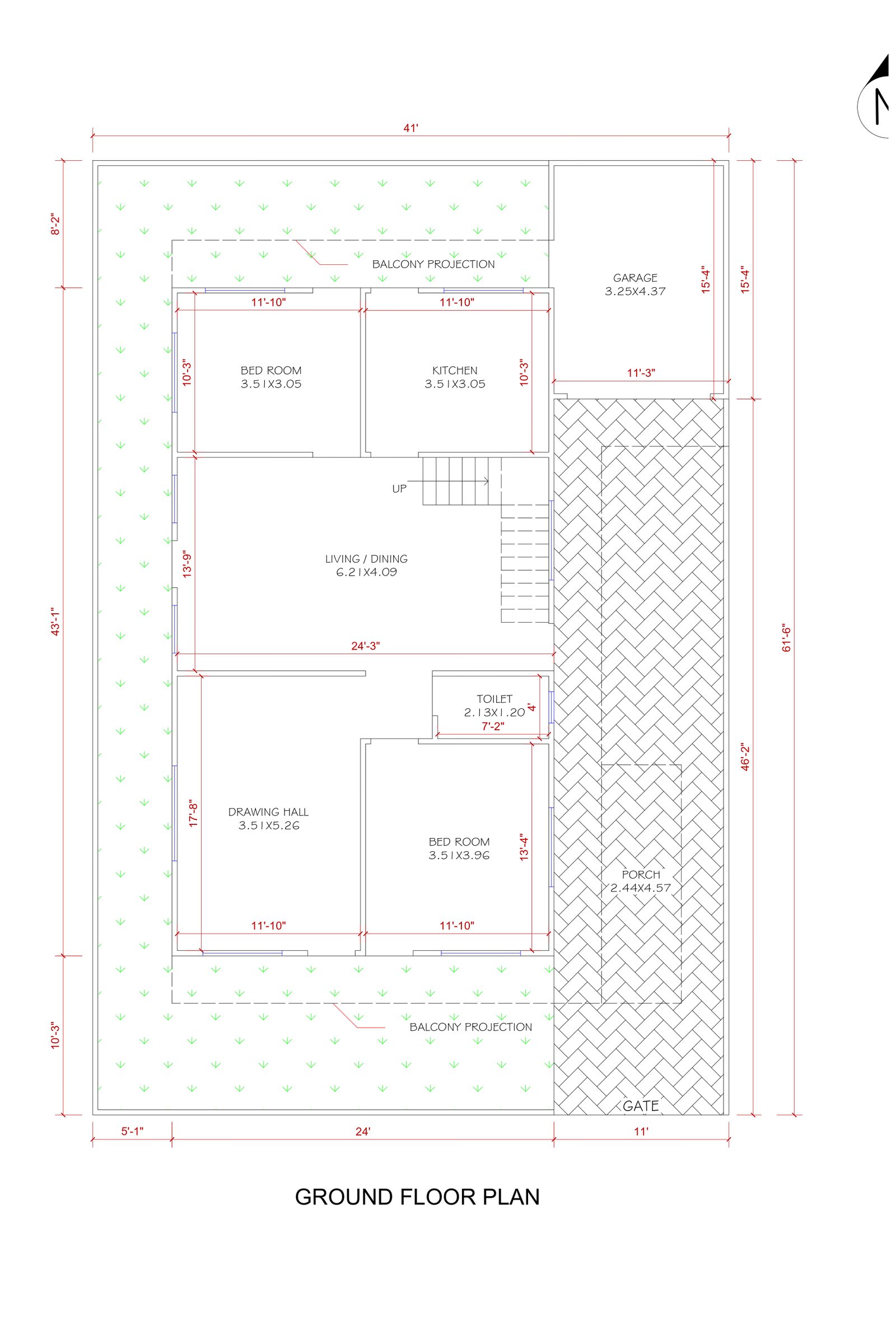 41x43 kerala home design