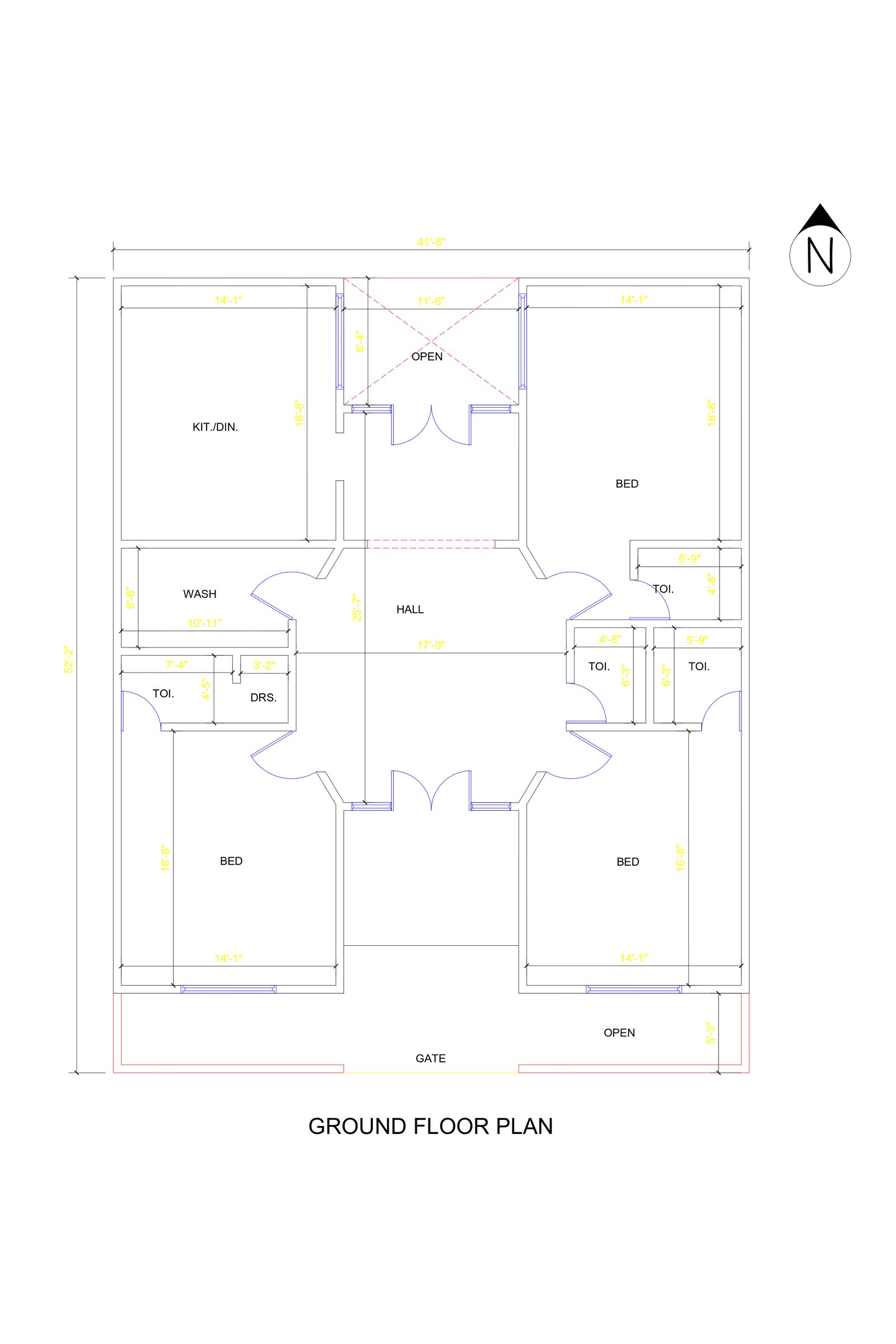41x52 3 bedroom house blueprints