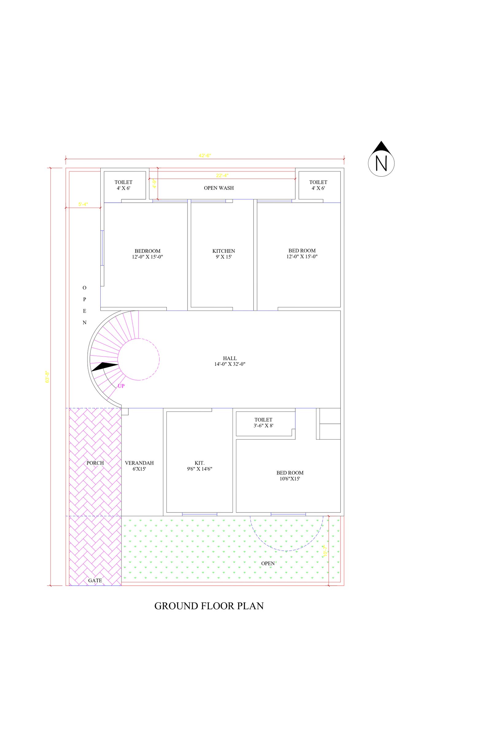 42x53 3 bedroom house blueprints