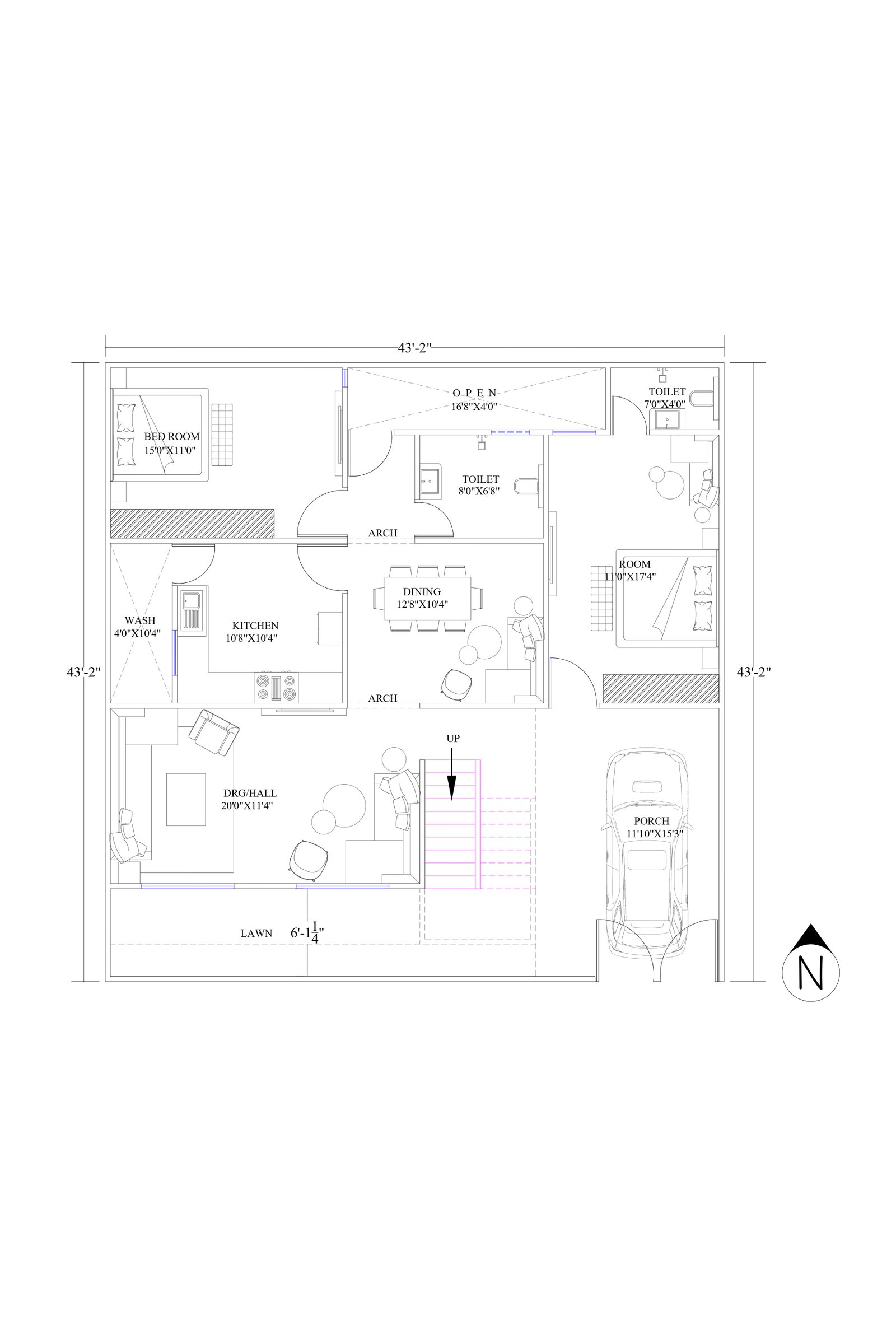 43X43 kerala home design
