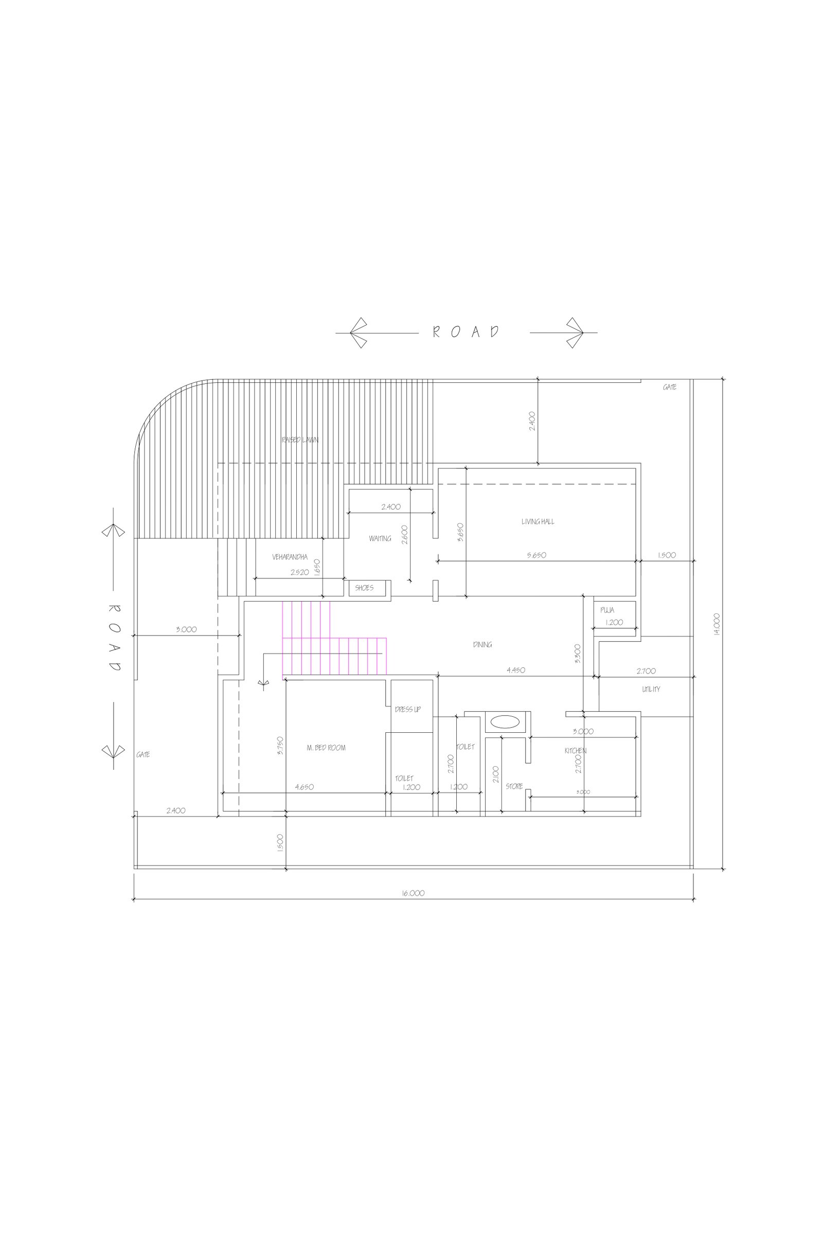 44x51 1bhk house plan