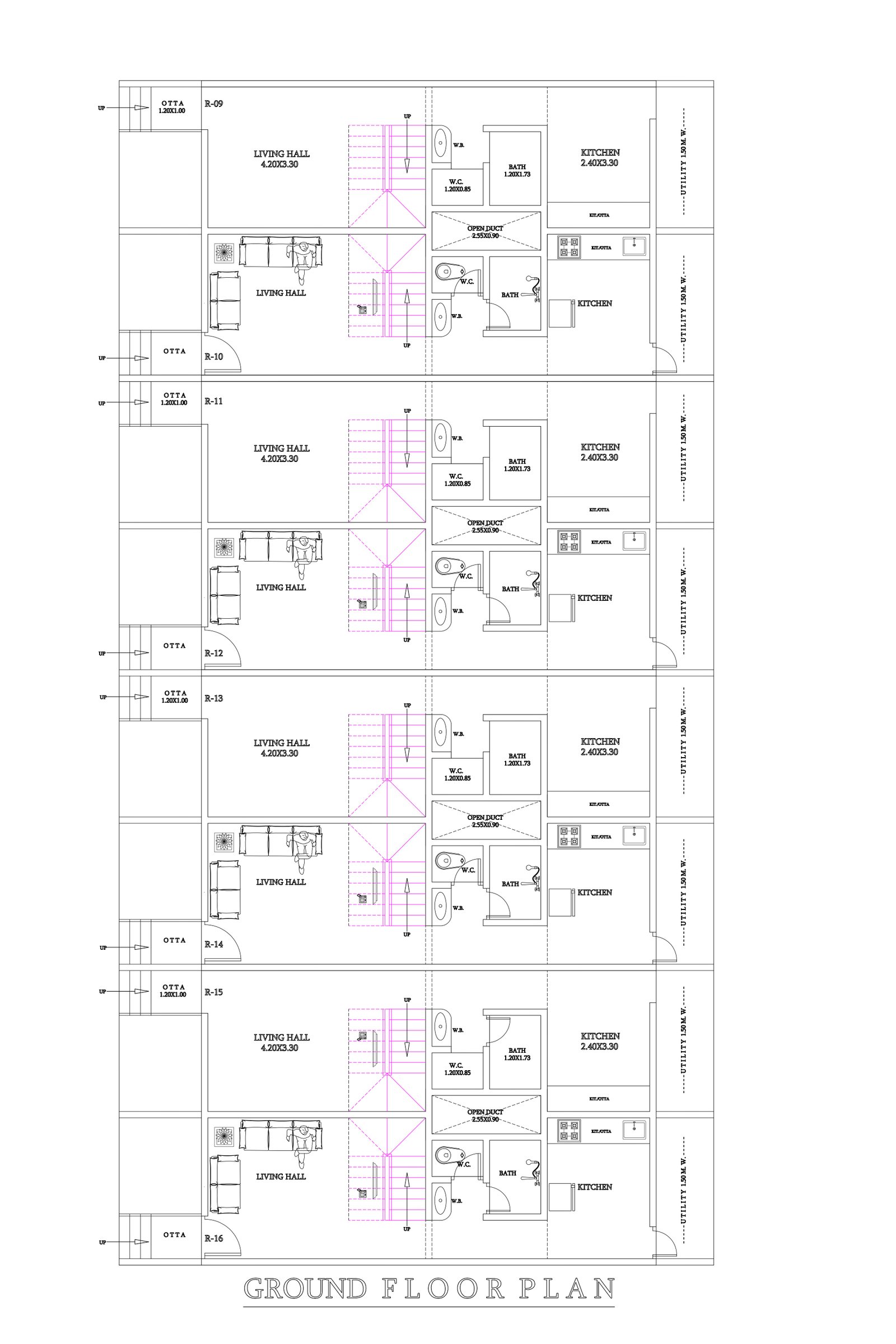 45x105 rental purpose house plans