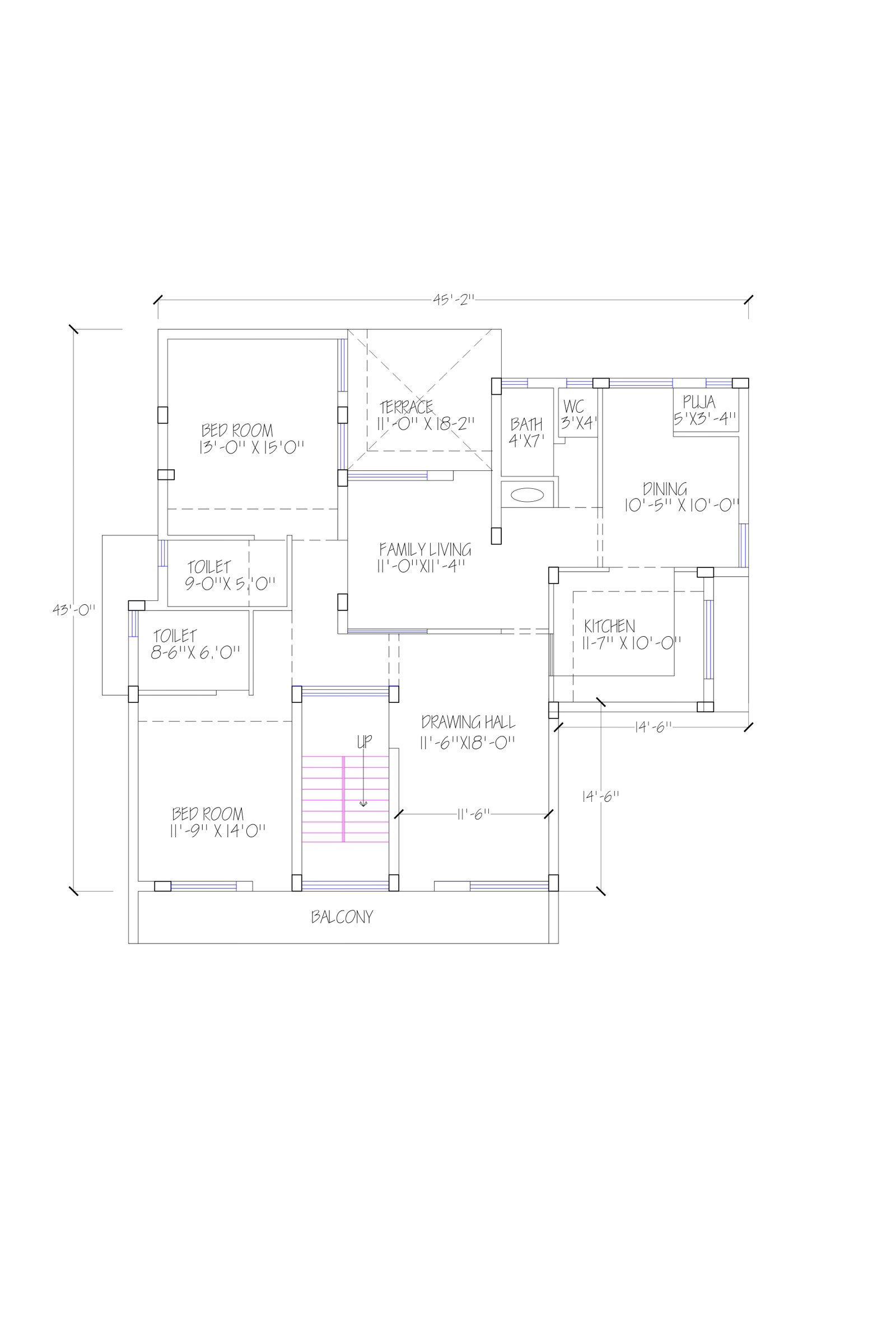 45x45 designed house plans