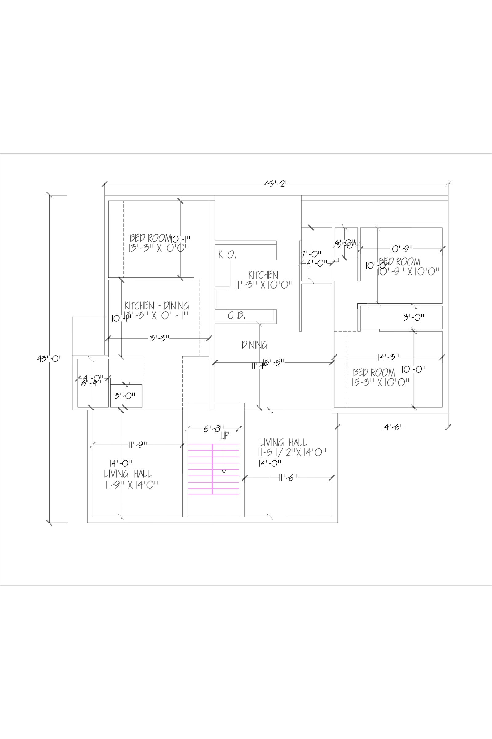 45x45 rent house design