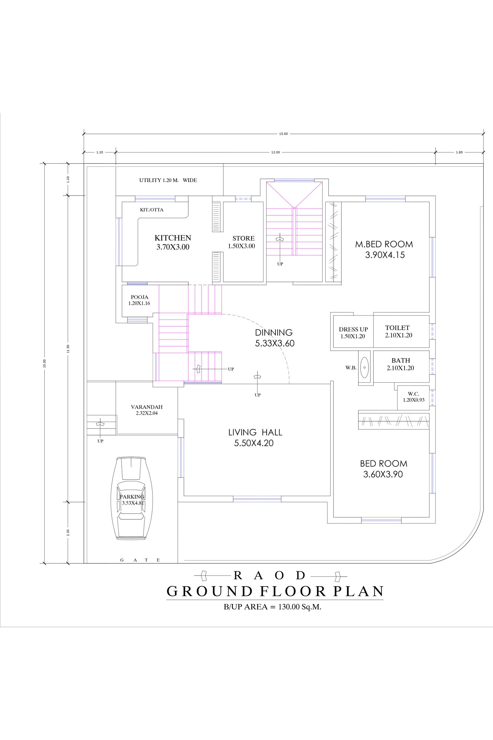 48x48 2 bhk house plan