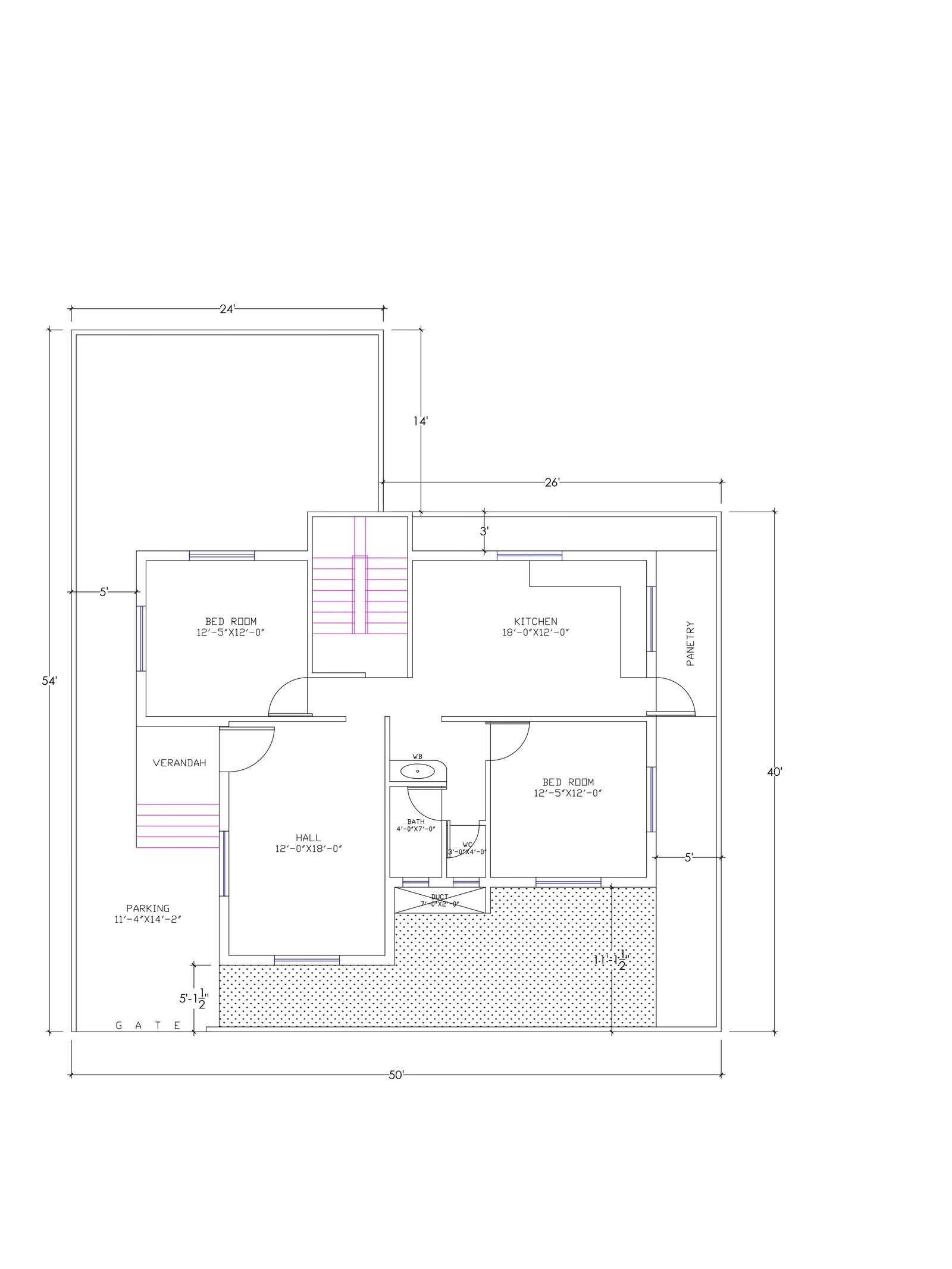 50x54 2bhk house design
