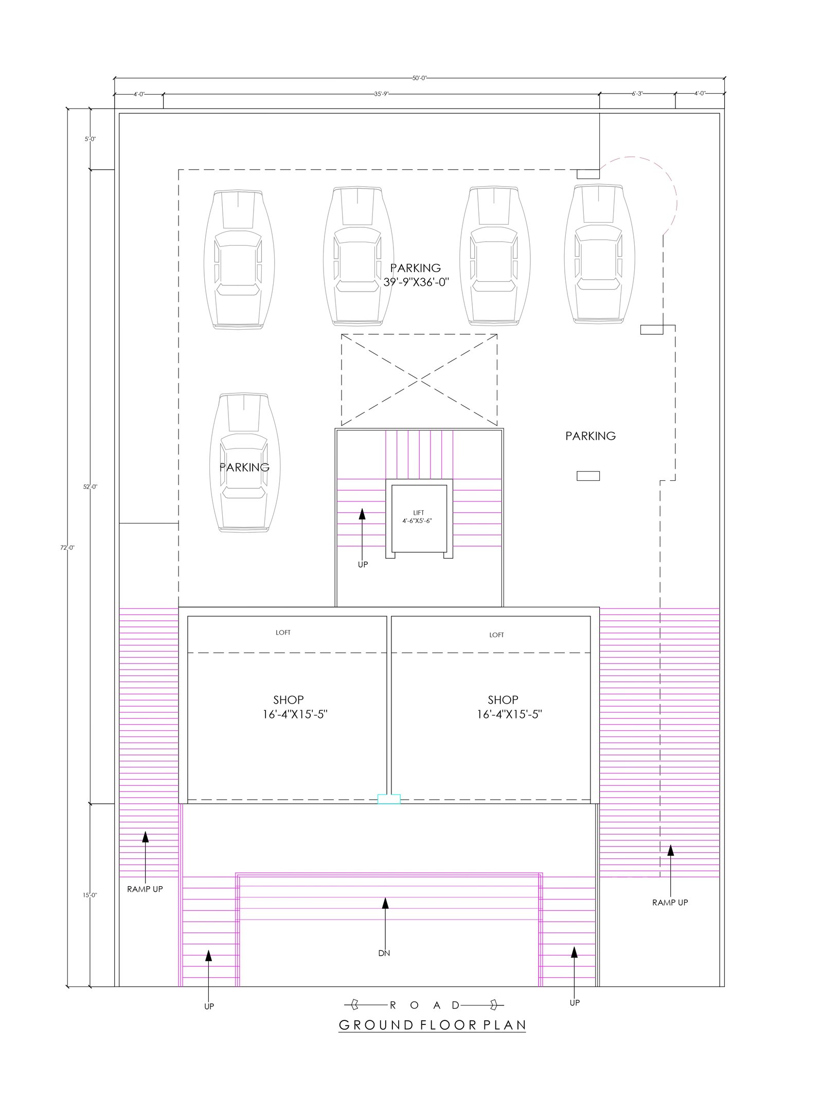 50x72 house with shop plan