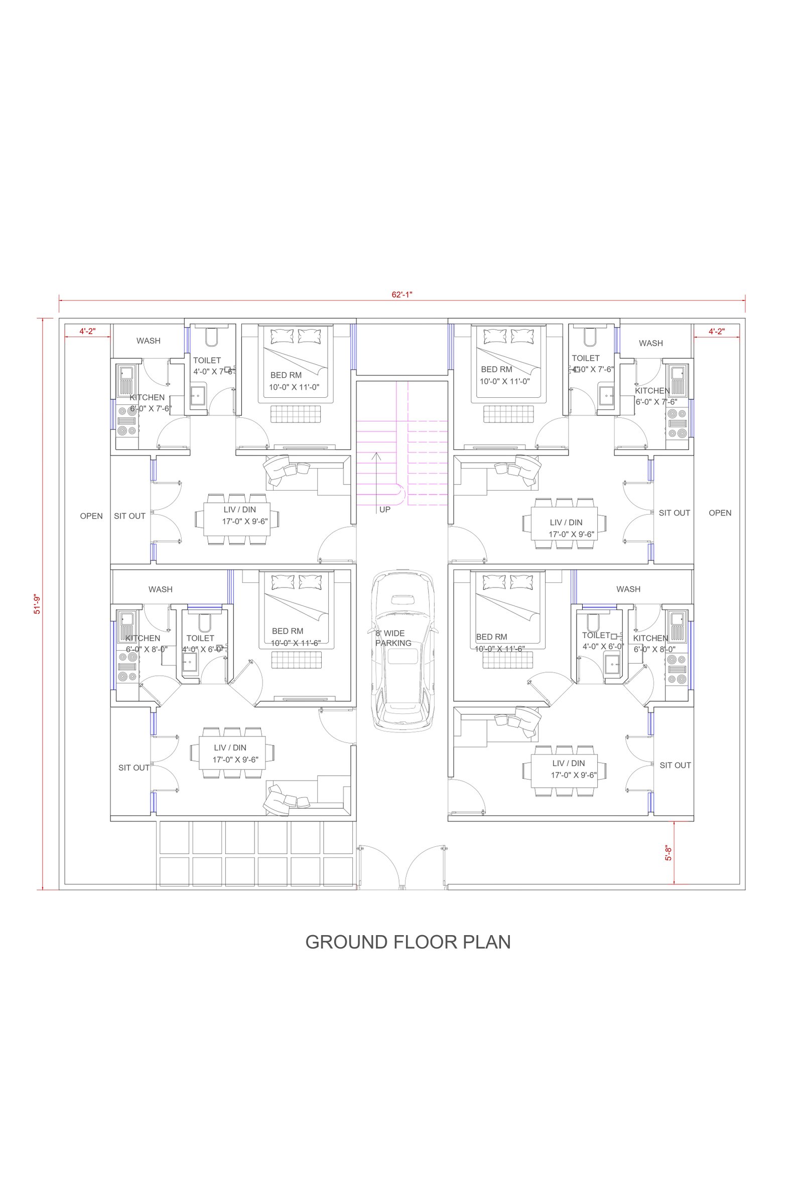 51x62 4bhk house plan