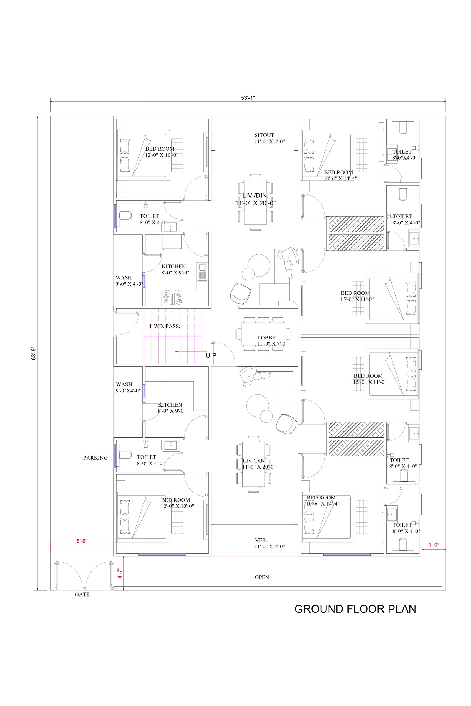 53x63 modern classic villa design