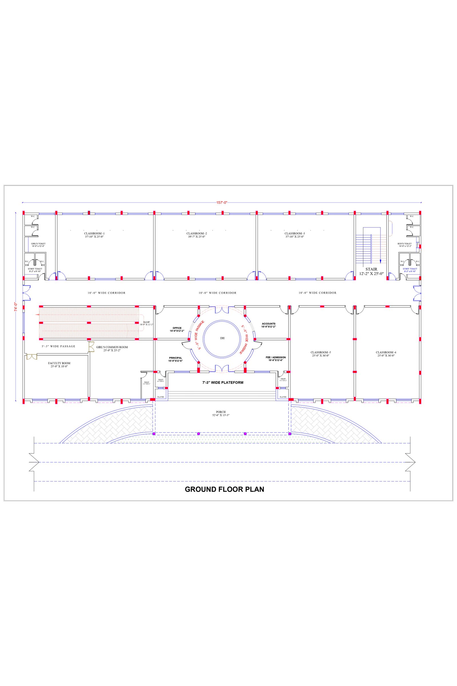 74x157 school building design