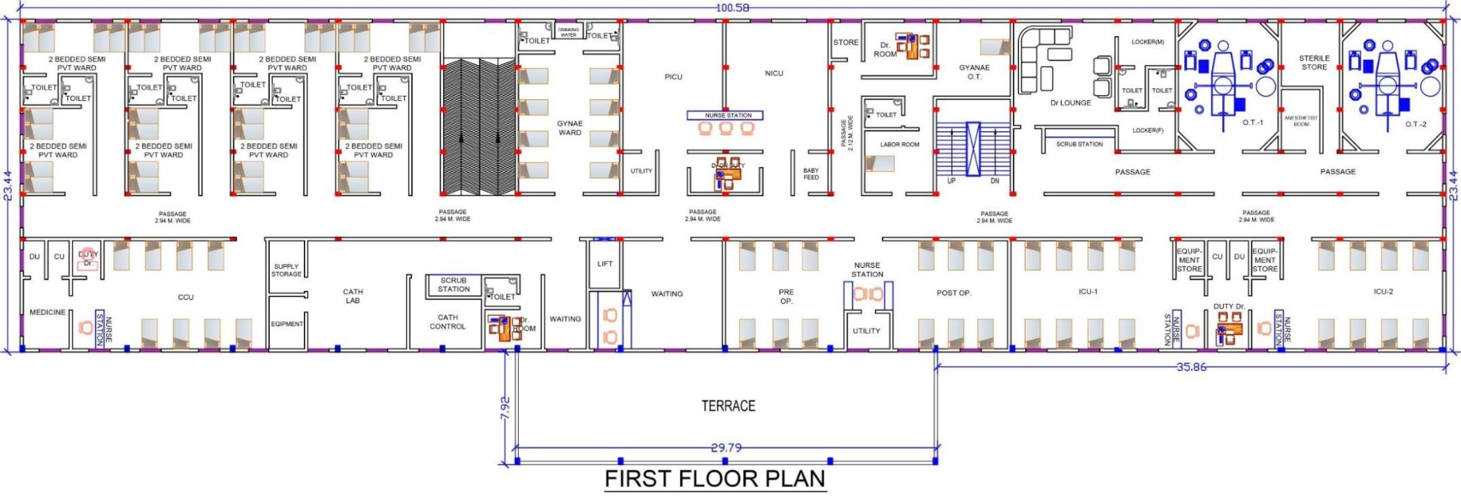 architecture-hospital-first-plan